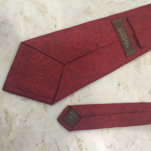 TASSO ELBA RED PAISLEY SILK TIE - Picture 7 of 12